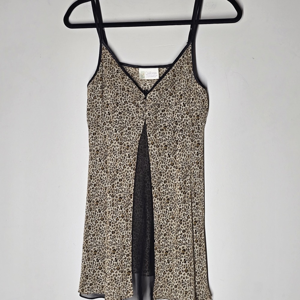 Vintage California Dynasty Sz S Babydoll Nightie Romantic Sheer Cheetah